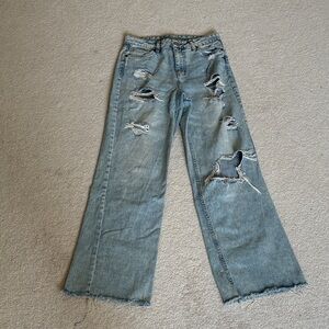 Vintage Distressed Wide Leg Jeans